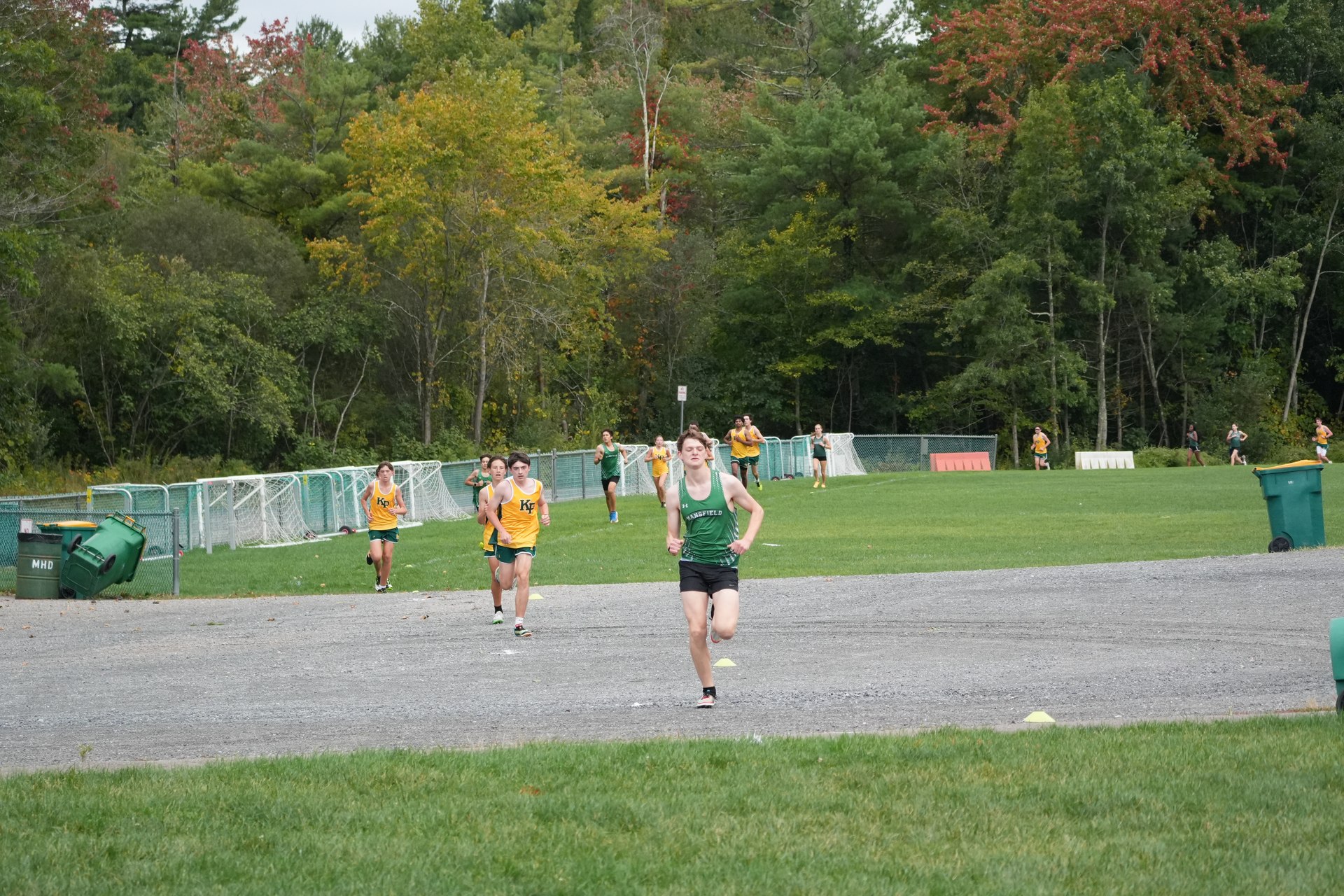 The course brings the runners across the gravel beside the soccer fields.
