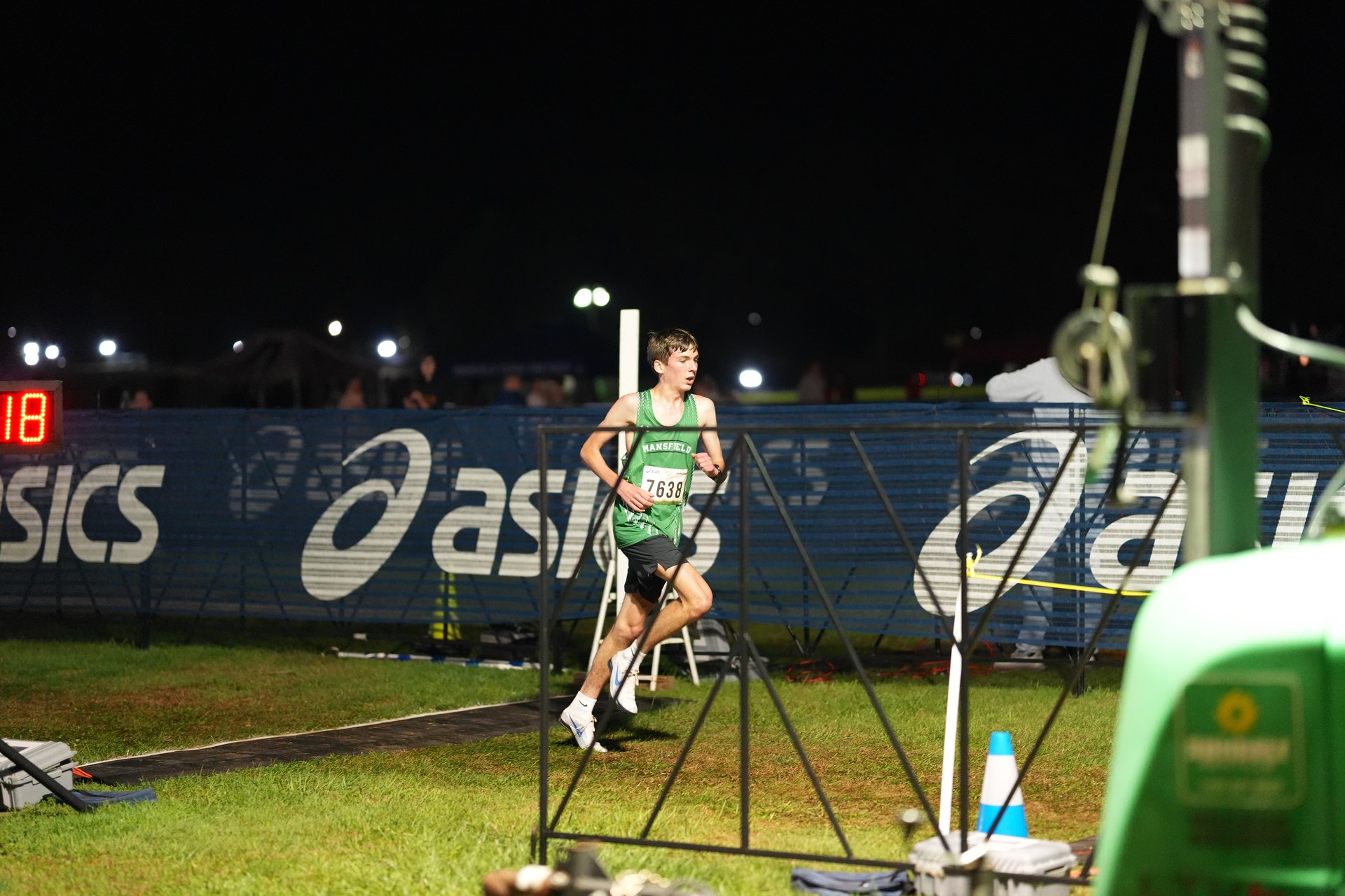 Everett Foster on the illuminated finish straight.