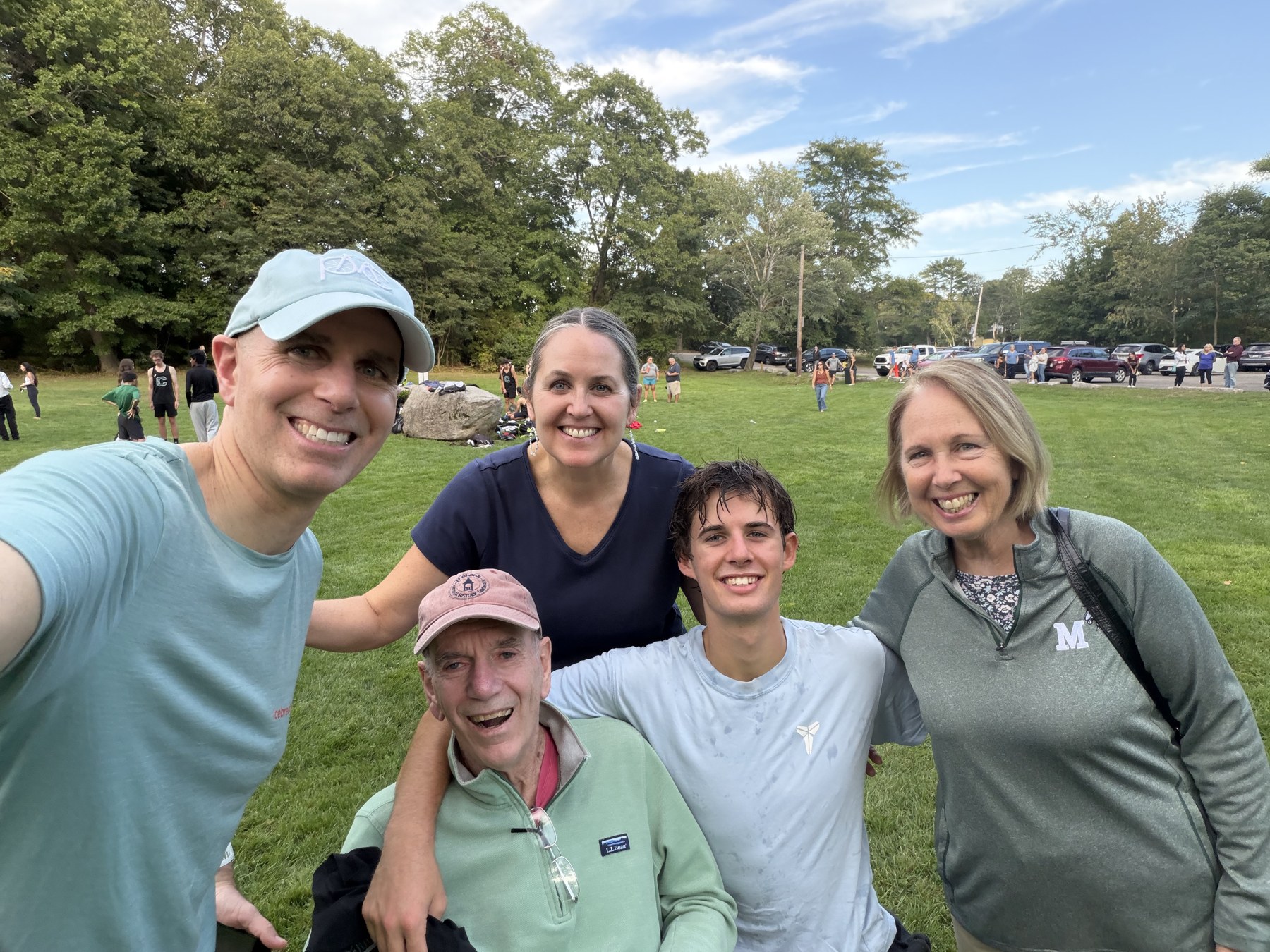 Family together after the meet, with Bobby beside his grandfather and grandmother.